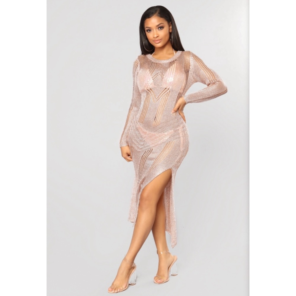 NWT Beach Cover Up Dress S - Rose Gold